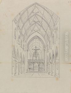 Sketch of the Interior of a Gothic Church by Augustus Pugin