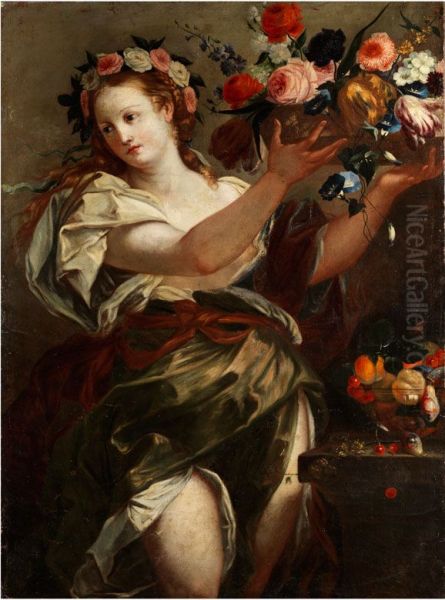 Flora Presenting a Basket with Flowers - view 1