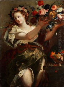 Flora Presenting a Basket with Flowers by Franz Werner Tamm