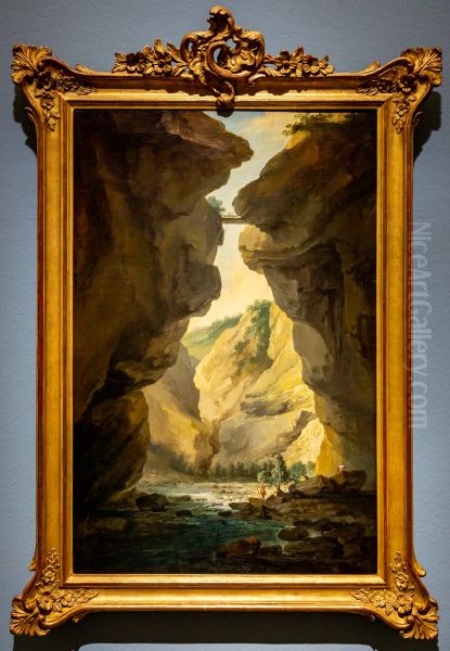 Bridge and Dala Gorge in Leuk, seen upstream - view 1