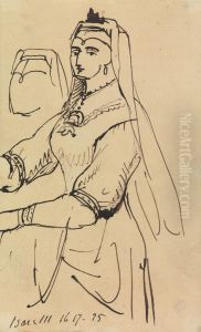 Study of a Woman Wearing a Headdress by Benjamin Haydon