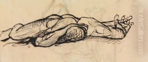 Study of a Male Nude, in a Laid out Position on the Floor by Benjamin Haydon