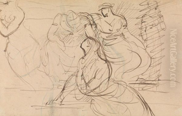 Figure Study of Women in Various Sitting and Standing Poses - view 1