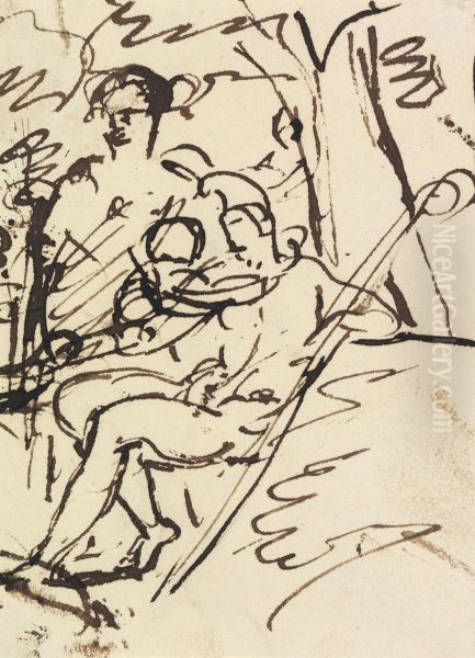 Figure Study of a Soldier Reclining - view 1