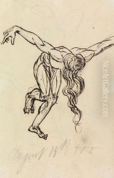Study of a Nude, Leaning Forward, with Arms Extended Out - view 1