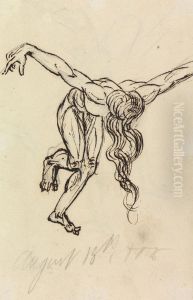 Study of a Nude, Leaning Forward, with Arms Extended Out by Benjamin Haydon