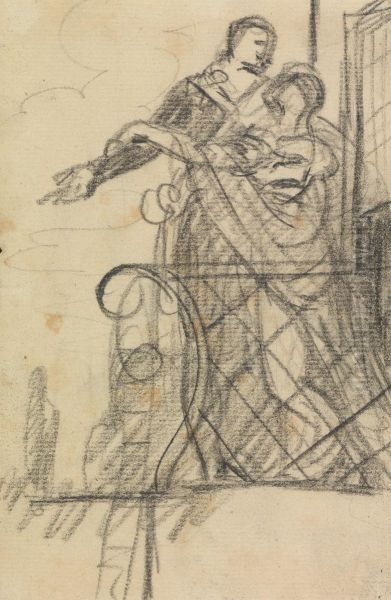 Study of Two Figures on a Balcony - view 1