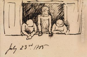 Study of Three Figures, Leaning on a Windowsill