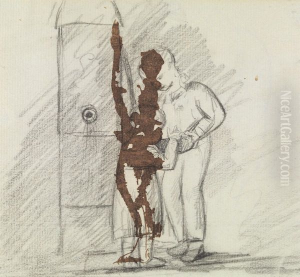 Study of Two Figures standing Together - view 1