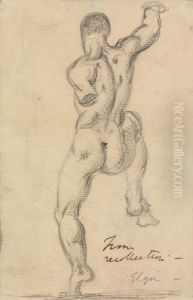 Rear View Figure Study of a Male Nude by Benjamin Haydon