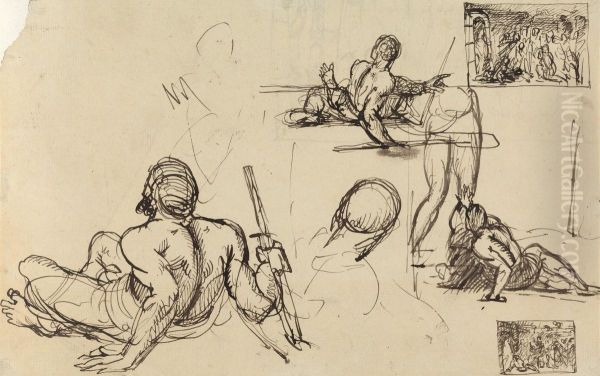 Figure Studies of a Man Rising From the Ground - view 1