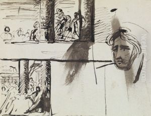 Study of a Group of Figures and a Study of a Man's Head Study of a Group of Figures and a Study of a Man's Head