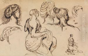 Figure Study of Women and Their Hairstyles by Benjamin Haydon