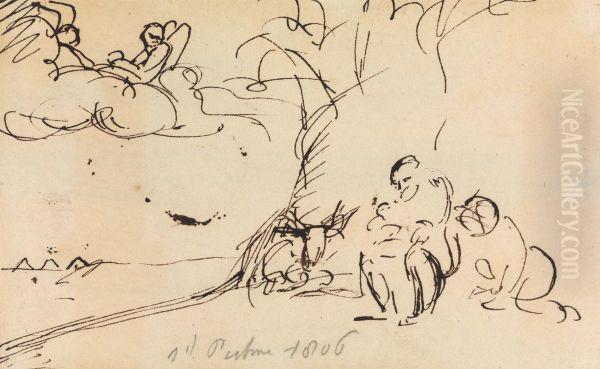 Study of Figures Sitting Under a Tree - view 1