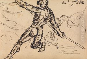 Figure Studies of a Nude Male with Spear by Benjamin Haydon