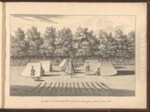 A Volume of ten drawings of Hampton Court taken by the life - An East View of the Quarter Guard on Hampton Court Green 1733 by Bernard Lens III