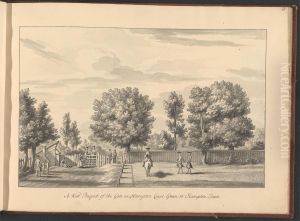 A Volume of ten drawings of Hampton Court taken by the life - A West Prospect of the Gate on Hampton Court Green to Hampton Town by Bernard Lens III