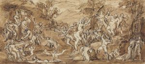 Figure Study of a Bacchanalia Celebration in a Wooded Landscape by Robert Smirke