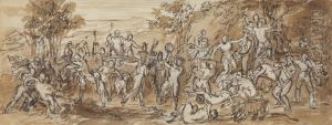 Figure Study of a Bacchanalia Celebration in a Wooded Landscape by Robert Smirke