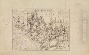 Study of Armored Knights in Battle with Horses by Robert Smirke