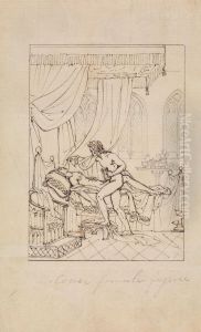 Study of a Woman Sleeping in Her Chamber and a Man Standing Over Her Bed by Robert Smirke