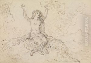 Study of a Semi-Nude Woman, Sitting, with Her Arms Raised Over Her Head