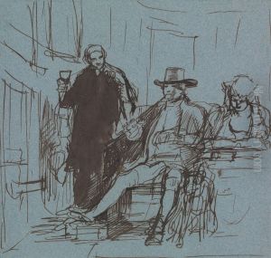 Captain Locker Seated at a Table with His Daughter; a Butler Standing Beside Him by David Wilkie