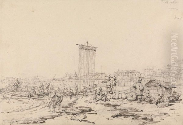 Coast Scene with Fishermen and Buildings, Macao - view 1