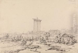 Coast Scene with Fishermen and Buildings, Macao