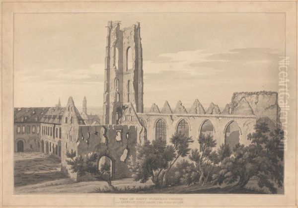 View of St. Nicholas Church at Valenciennes after the Siege - view 1
