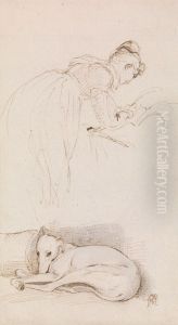 Studies of Woman and Greyhound by George Hayter