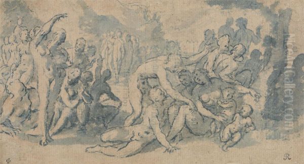 Classical Study with Numerous Nude Figures - view 1