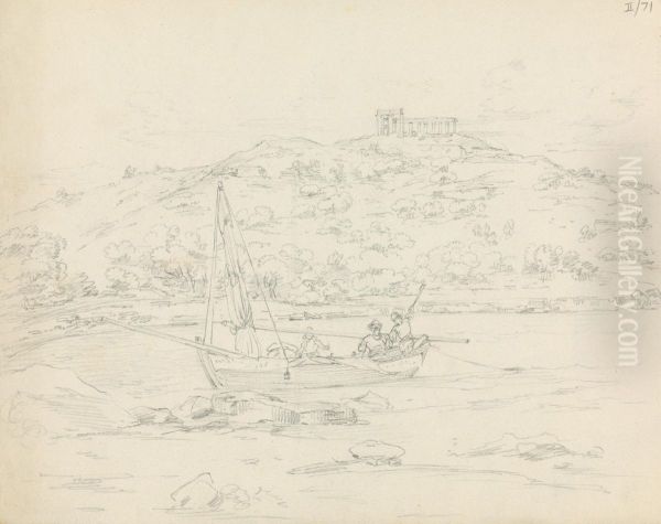 Figures in a Sailboat, With a Temple in the Distance - view 1