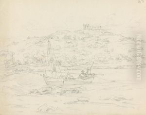Figures in a Sailboat, With a Temple in the Distance by Robert Smirke