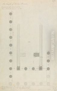 Architectural Drawing of the Temple of Sunias Minerva by Robert Smirke
