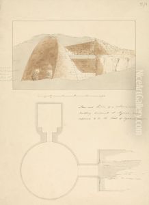 Plan and Section of a Subterraneous Building Discovered at Mycenea and Supposed to be the Tomb of Agamemnon. Plan and Section of a Subterraneous Building Discovered at Mycenea and Supposed to be the Tomb of Agamemnon.