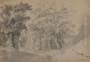 A Grove with Road and Haycart A Grove with Road and Haycart
