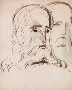 Study for the Head of Christ and an Apostle Study for the Head of Christ and an Apostle