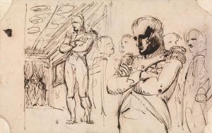 Studies of Napoleon, arms folded, with other figures by Benjamin Haydon