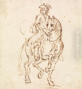 Rider in a Tricorn Hat, Horse Walking towards Front