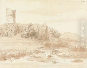 A Tower Ruin, With Mount Parnasus in the Distance