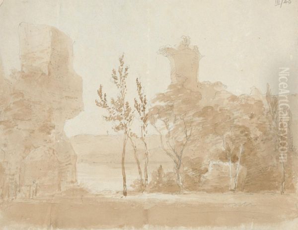 Landscape of Trees, and Ruins - view 1