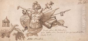 Design for a decoration incorporating motifs allusive to the Arts, Arms, and Religion by James Thornhill