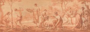 Men Planting Trees, Women Gathering Blossoms and Watering Flowers by Angelica Kauffmann