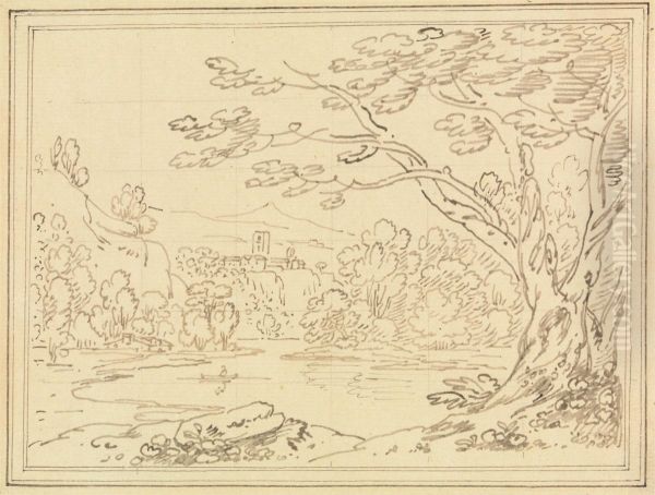 Landscape with Trees by a Lake - view 1