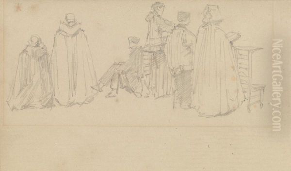Studies of Figures in a Church - view 1