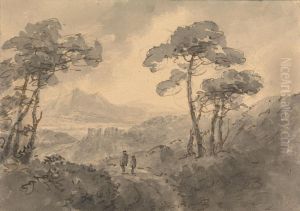 Mountain Landscape with Two Figures on a Winding Road by William Gilpin