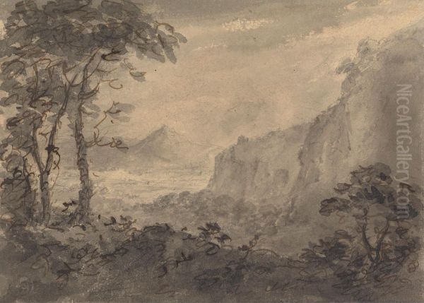 Mountainous Landscape with Trees - High Crags to the Right - view 1