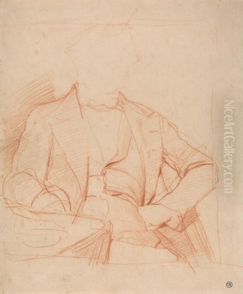 seated facing front, left hand on hip, right arm on table - view 1