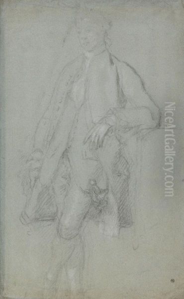 Man Standing, Leaning on Left Elbow, Full-Length - view 1
